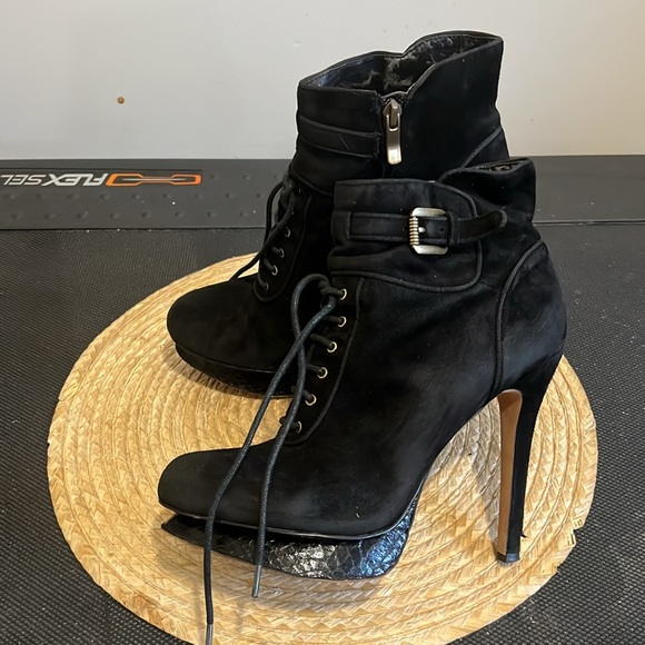 SamEdelmam Suede Leather Ankle Platform Booties Size 10 - Picture 4 of 10